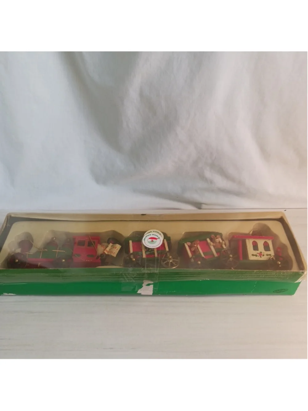 1985 Kurt S. Adler SANTA'S WORLD Christmas Handcrafted Wooden Train Set w/box